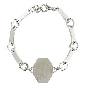 Bracciale medaglietta celeste croce ottone bronzato bianco