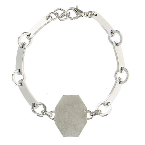 Bracciale medaglia croce blu scuro ottone bronzato bianco 2