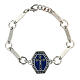 Bracciale medaglia croce blu scuro ottone bronzato bianco s1