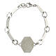 Bracciale medaglia croce blu scuro ottone bronzato bianco s2