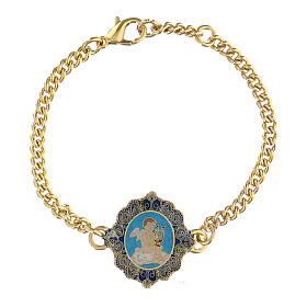 Gilded copper bracelet with enameled angel