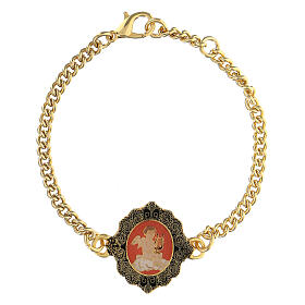 Angel bracelet with red background in golden copper