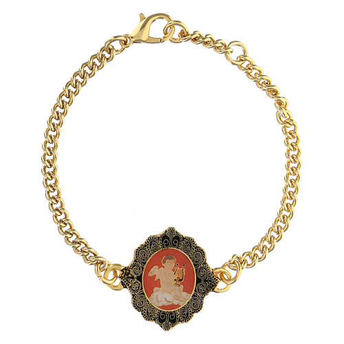 Bracciale angelo sfondo rosso rame dorato 1