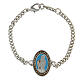 Bracelet médaille turquoise Mère Teresa cuivre finition bronze blanc s1