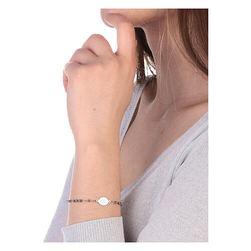 Pulsera acero 316L crucifijo granos coloreados circunferencia 20 cm 4