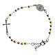 Pulsera acero 316L crucifijo granos coloreados circunferencia 20 cm s3