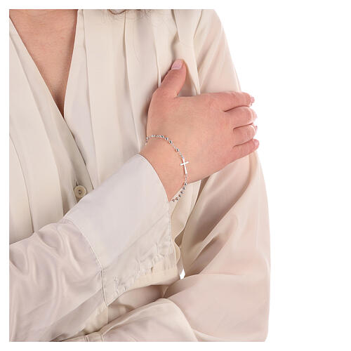 Bracciale acciaio 316L croce e Madonna Miracolosa 2