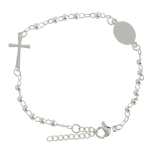 Bracciale acciaio 316L croce e Madonna Miracolosa 3