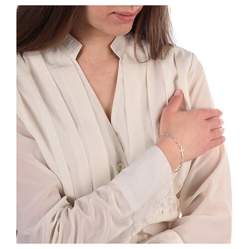 Bracciale acciaio 316L croce e Madonna Miracolosa 4