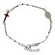 Single decade rosary bracelet, 925 silver, red enamelled medal, 2 mm beads s3