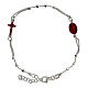 Bracciale decina argento 925 medaglietta smaltata rossa grani 2 mm s1