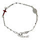 Bracciale decina argento 925 medaglietta smaltata rossa grani 2 mm s3