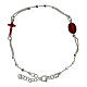 Decade bracelet 925 red enameled medal with 2 mm beads s1