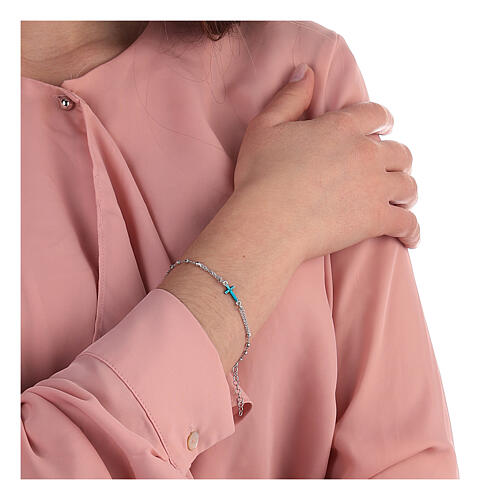 Bracciale decina argento Madonna Miracolosa Santa Rita grani 2 mm 2