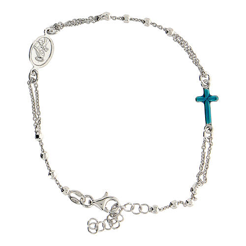 Bracciale decina argento Madonna Miracolosa Santa Rita grani 2 mm 3