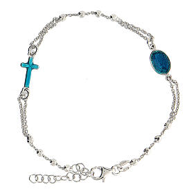 Decade rosary bracelet silver Miraculous Mary Saint Rita beads 2 mm