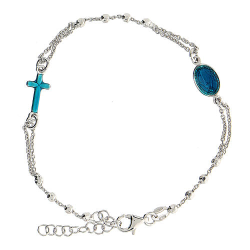 Decade rosary bracelet silver Miraculous Mary Saint Rita beads 2 mm 1