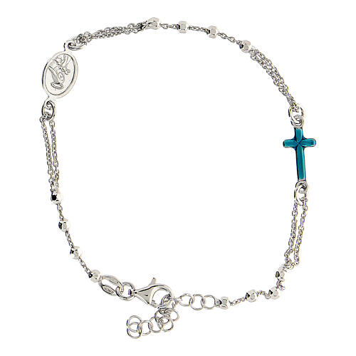 Decade rosary bracelet silver Miraculous Mary Saint Rita beads 2 mm 3
