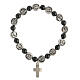 Bracelet with medals, Holy Family and St. Joseph, dark grey beads, 18 cm s1