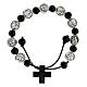 Bracelet grains noirs médailles Sainte Famille et Saint Joseph 21 cm s2