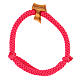 Adjustable bracelet of pink rope with olivewood tau cross s1