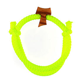 Adjustable yellow Assisi wood Tau rope bracelet