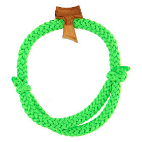 Pulsera verde ajustable cuerda tau madera Asís