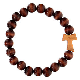 Elastic bracelet with tau and 1 cm beads, Assisi olivewood