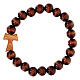 Elastic bracelet with tau and 1 cm beads, Assisi olivewood s1