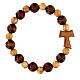Single decade rosary bracelet with tau and 5-8 mm beads, wood from Assisi s1