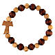 Single decade rosary bracelet with tau and 5-8 mm beads, wood from Assisi s2