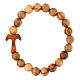 Bracciale elastico tau grani 7 mm legno d'olivo d'Assisi s2