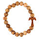 Elastic Tau cross bracelet beads 7 mm in Assisi olive wood s1