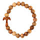 Elastic Tau cross bracelet beads 7 mm in Assisi olive wood s2