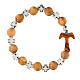 Elastic decade bracelet 5 mm beads in olive wood and white crosses s1