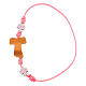 Adjustable pink bracelet, tau and crosses s1