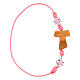Tau cross bracelet with pink crosses adjustable s2