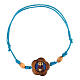 Adjustable light blue bracelet of St Francis, olivewood of Assisi s1