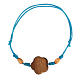 Adjustable light blue bracelet of St Francis, olivewood of Assisi s2