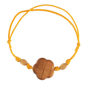 Verstellbares Armband Orange mit Bild des Heiligen Franziskus aus Holz