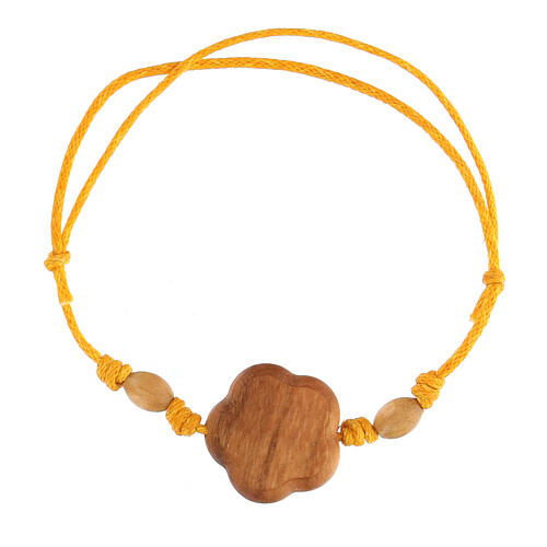 Verstellbares Armband Orange mit Bild des Heiligen Franziskus aus Holz 2