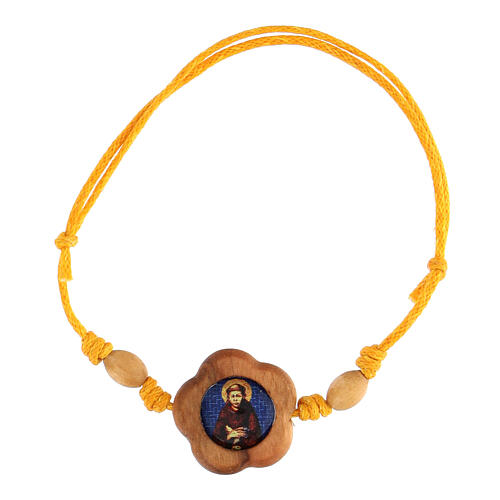 Adjustable orange bracelet of St Francis, olivewood of Assisi 1