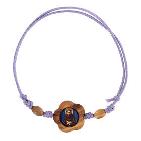 Lila Armband San Francesco Assisi aus Olivenholz