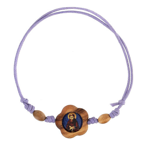 Bracelet lilas Saint François bois olivier Assise réglable 1