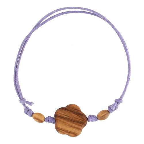 Bracelet lilas Saint François bois olivier Assise réglable 2