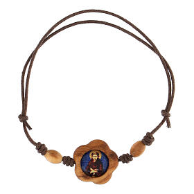 Adjustable brown bracelet of St Francis, olivewood of Assisi