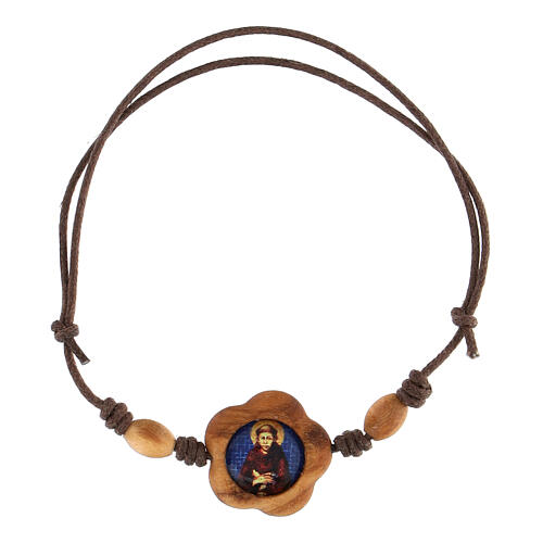 Adjustable brown bracelet of St Francis, olivewood of Assisi 1