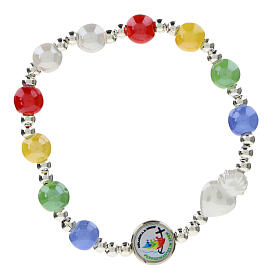 Elastic bracelet of 2025 Jubilee, colourful single decade rosary