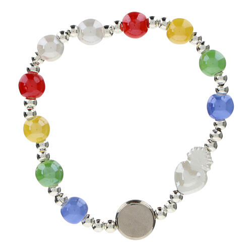 Elastic bracelet of 2025 Jubilee, colourful single decade rosary 3