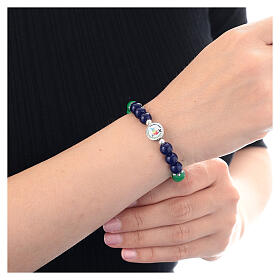 Elastic bracelet of colourful crystals, 2025 Jubilee logo